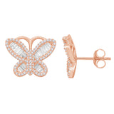 10 Karat All Rose Gold 1.00 Carat Diamonds Butterfly Earrings-0132300-ALR