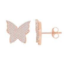 Load image into Gallery viewer, 10 Karat All Rose Gold 0.88 Carat Diamonds Butterfly Earrings-0132302-ALR