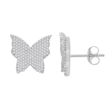 Load image into Gallery viewer, 10 Karat White Gold 0.88 Carat Diamonds Butterfly Earrings-0132302-WG