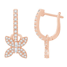 Cargar imagen en el visor de la galería, 10 Karat All Rose Gold 0.67 Carat Diamonds Butterfly Earrings-0132303-ALR