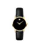 Señoras Movado Acero Inoxidable Negro y Oro Museo 0607275