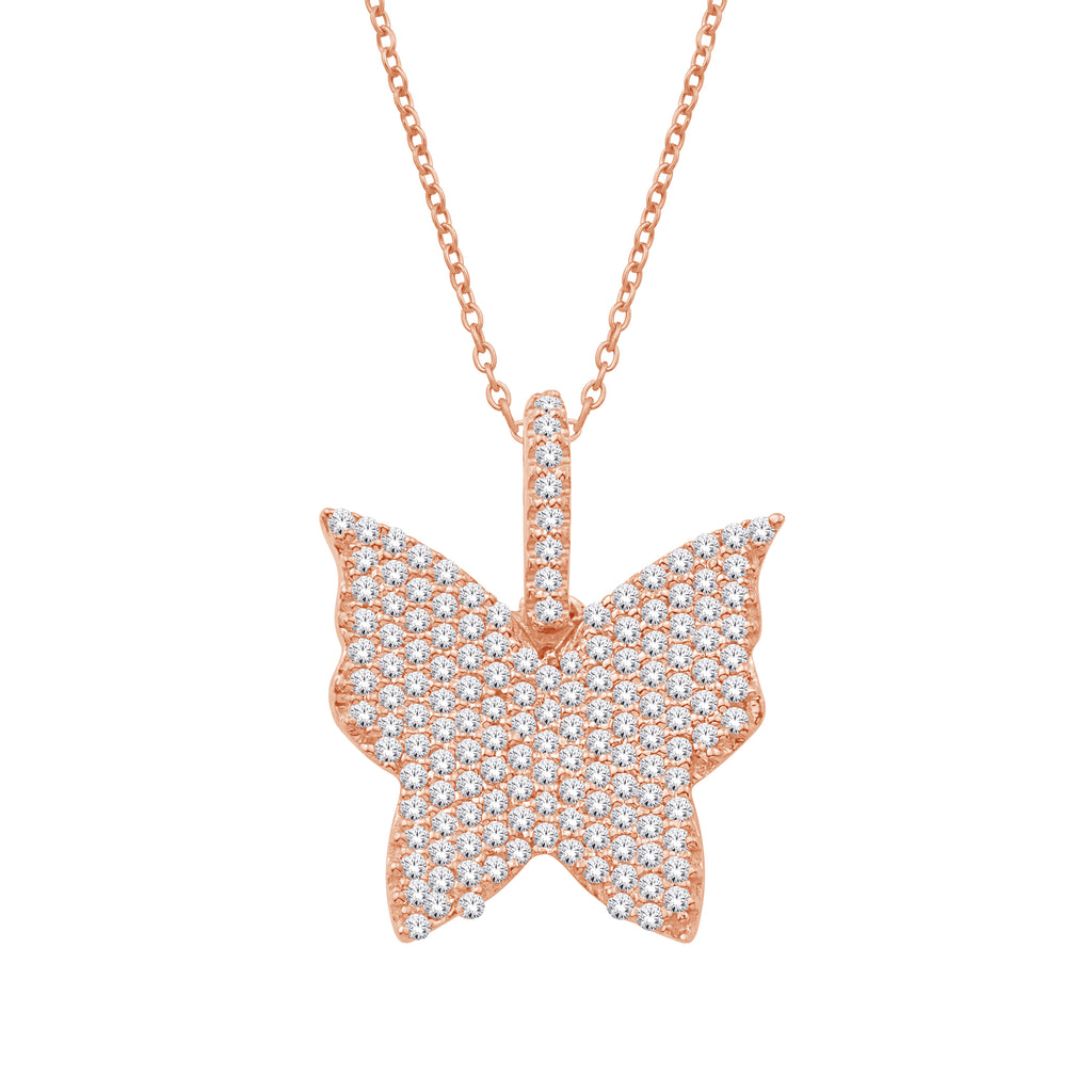 10 Karat All Rose Gold 0.47 Carat Diamonds Butterfly Pendant-0832850-ALR