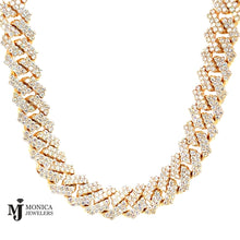 Cargar imagen en el visor de la galería, 925 Yellow G/P Lab Diamond Cuban Chain 13mm