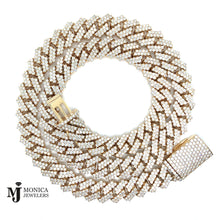 Cargar imagen en el visor de la galería, 925 Yellow G/P Lab Diamond Cuban Chain 13mm