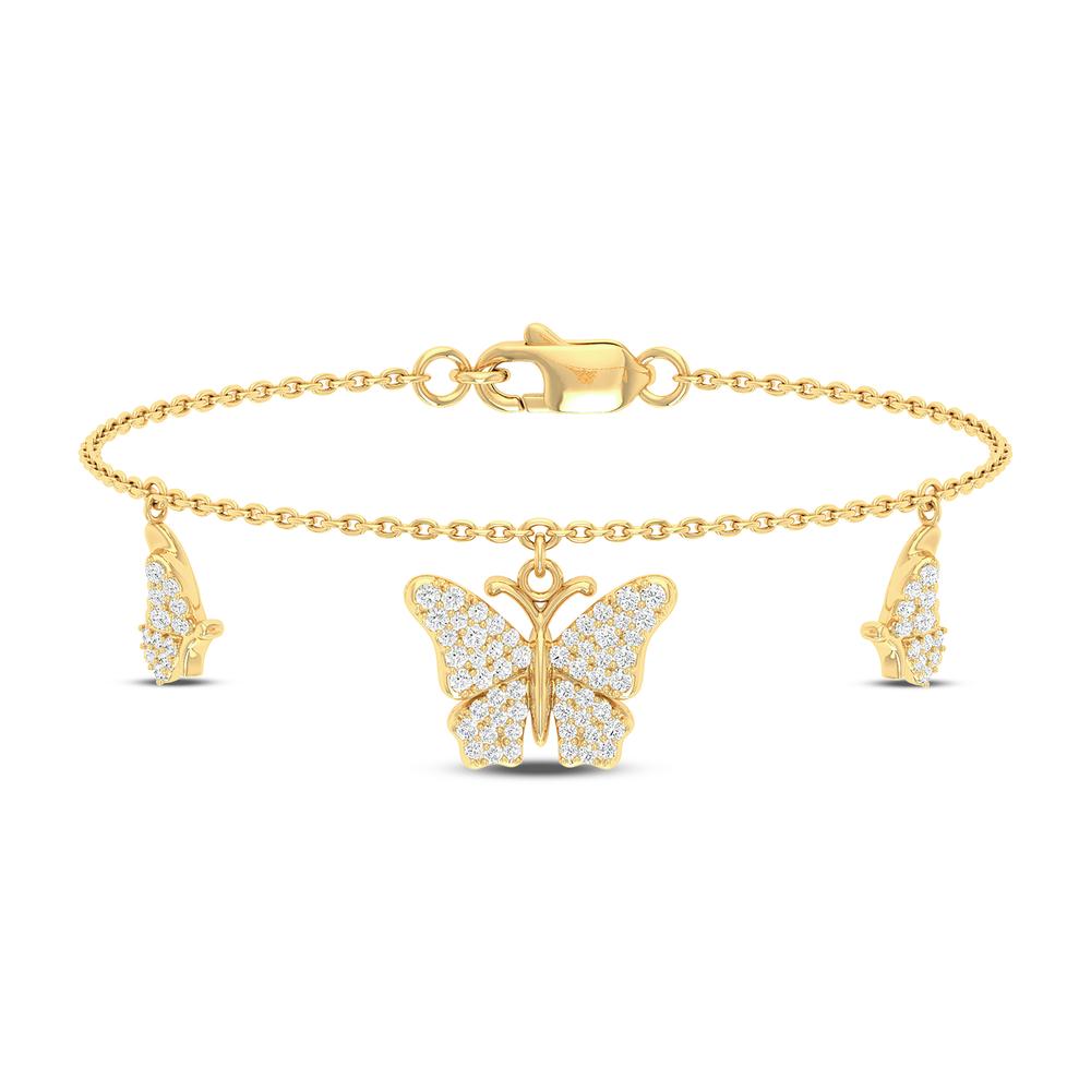 10 Karat Yellow Gold 0.44 Carat Diamonds Butterfly Hanging Ladies Bracelet-1229520-YG