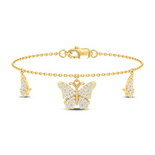 Cargar imagen en el visor de la galería, 10 Karat Yellow Gold 0.44 Carat Diamonds Butterfly Hanging Ladies Bracelet-1229520-YG