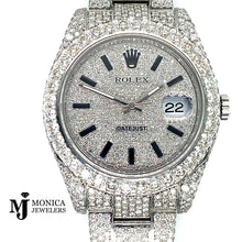 Load image into Gallery viewer, Preowned 41mm Stainless Rolex Bussdown Black Stick VS 25ctw 116300