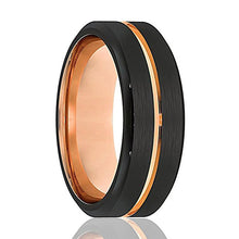 Load image into Gallery viewer, Rose/Black Ring Grooved Black Tungsten Ring