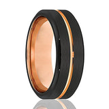 Rose/Black Ring Grooved Black Tungsten Ring