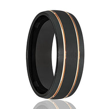 Cargar imagen en el visor de la galería, Rose/Black Double Groove Tungsten Wedding Ring