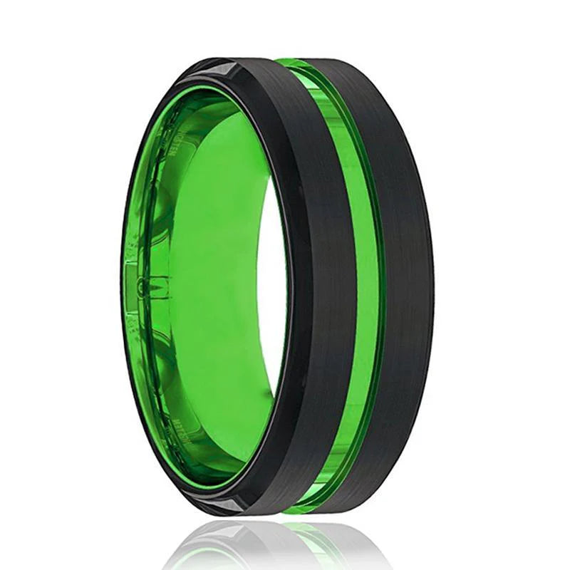 TESLA Acid Green Tungsten Men's Wedding Band