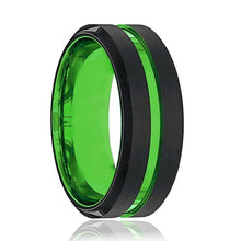 Cargar imagen en el visor de la galería, TESLA Acid Green Tungsten Men&#39;s Wedding Band