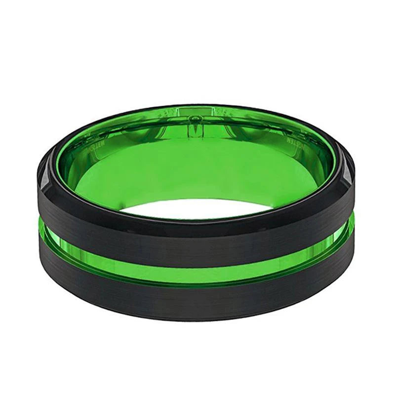 TESLA Acid Green Tungsten Men's Wedding Band