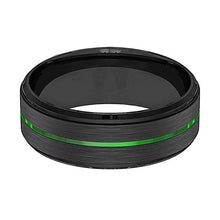 Cargar imagen en el visor de la galería, Tungsten Green Groove Men&#39;s Black Wedding Band