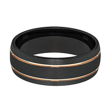 Cargar imagen en el visor de la galería, Rose/Black Double Groove Tungsten Wedding Ring