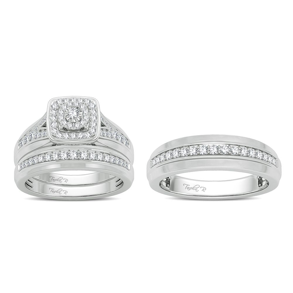 14K 0.68CT Diamond TRIO SET