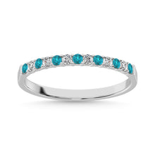 Cargar imagen en el visor de la galería, 14K White Gold 1/4 Ct.Tw. Alternate Diamond And Aqua Marine Machine Band