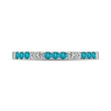 Cargar imagen en el visor de la galería, 14K White Gold 1/4 Ct.Tw. Alternate Diamond And Aqua Marine Machine Band