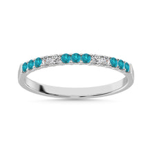 Cargar imagen en el visor de la galería, 14K White Gold 1/4 Ct.tw Alternate 9 Aquamarine and 4 Diamond Machine Band