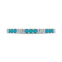 Cargar imagen en el visor de la galería, 14K White Gold 1/4 Ct.tw Alternate 9 Aquamarine and 4 Diamond Machine Band