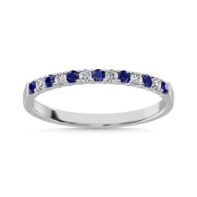 Cargar imagen en el visor de la galería, 14K White Gold 1/4 Ct.tw Alternate Blue Sapphire &amp; Diamond Machine Band