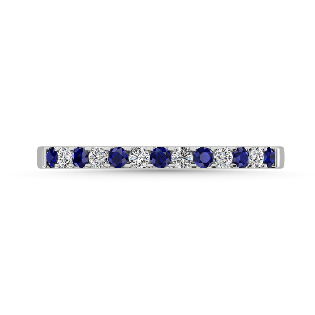 14K White Gold 1/4 Ct.tw Alternate Blue Sapphire & Diamond Machine Band