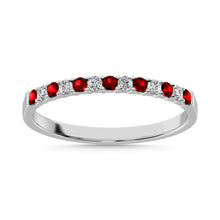 Cargar imagen en el visor de la galería, 14K White Gold Machine Band 1/4 Ct.tw  Alternate Garnet and Diamond