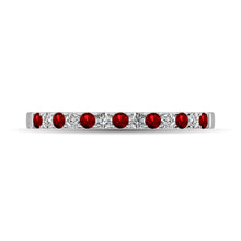 Cargar imagen en el visor de la galería, 14K White Gold Machine Band 1/4 Ct.tw  Alternate Garnet and Diamond