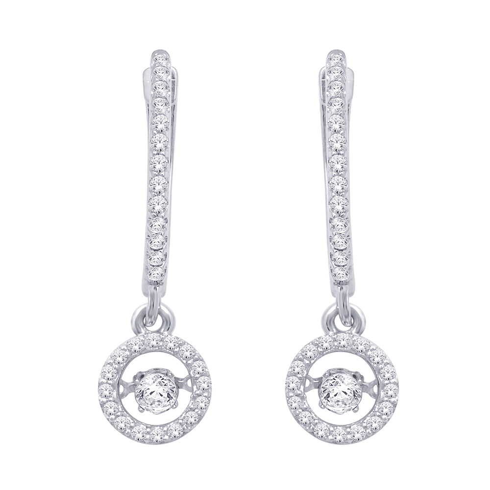 10K White Gold 2/5 Ct.Tw. Moving Diamond Fashion Earrings