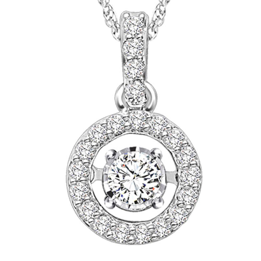 10K White Gold 1/4 Ct.Tw.Moving Diamond Fashion Pendant