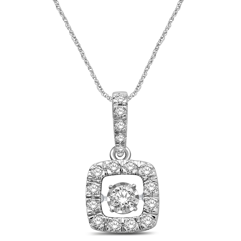 14K White Gold 1 Ct.Tw. Moving Diamond Pendant