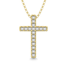 Cargar imagen en el visor de la galería, Classic Diamond Cross Pendant 1/10 Ct.Tw. 10K Yellow Gold