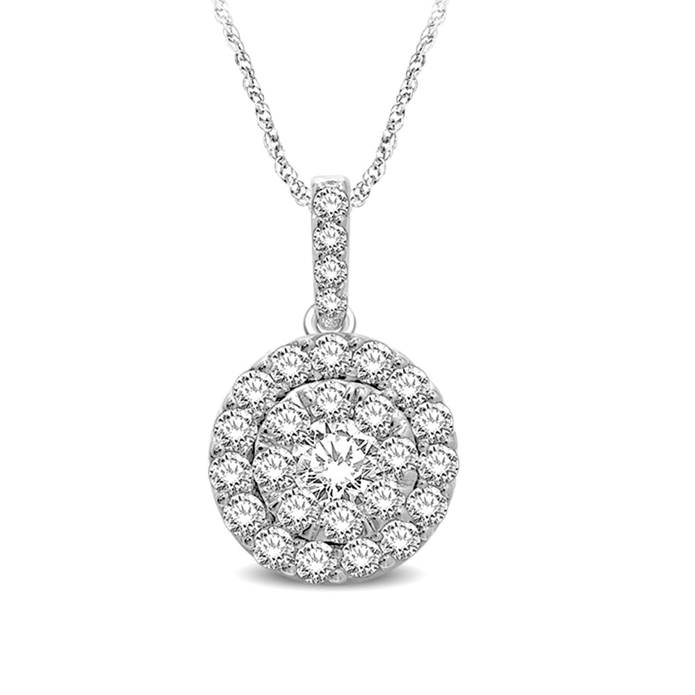 14K White Gold 1/2 Ct.tw Invisible Diamond Fashion Pendant