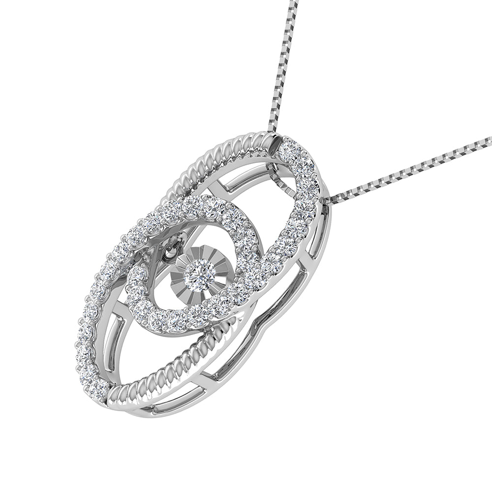 10K White Gold 1/4 Ct Ct.Tw. Diamond Interlinked Oval Shape Pendant