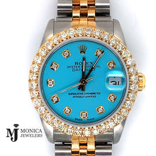 Load image into Gallery viewer, Preowned 31mm Rolex Datejust ‘88 18K/SS Custom Bezel/Dial 2ctw