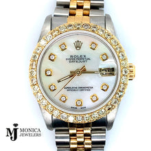 Load image into Gallery viewer, Ladies Preowned 31mm Rolex ‘90 Datejust Custom White MOP Dial w/ Custom Diamond Bezel 2ctw QS 68273