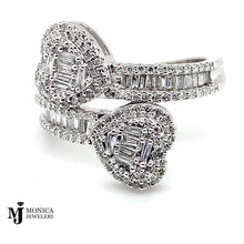 Load image into Gallery viewer, 10k white gold ladies diamond heart ring 0.55ctw