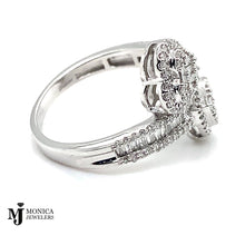 Load image into Gallery viewer, 10k white gold ladies diamond heart ring 0.55ctw