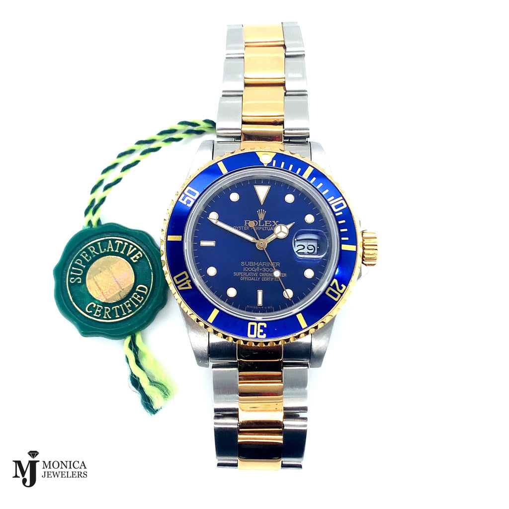 Preowned Submariner Two Tone Rolex Oyster “Bluesy” 16610