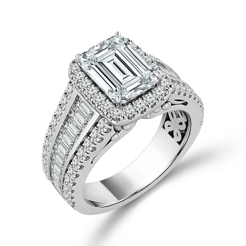 Diamond Bridal Set 2 ct tw Center EM 14k White Gold