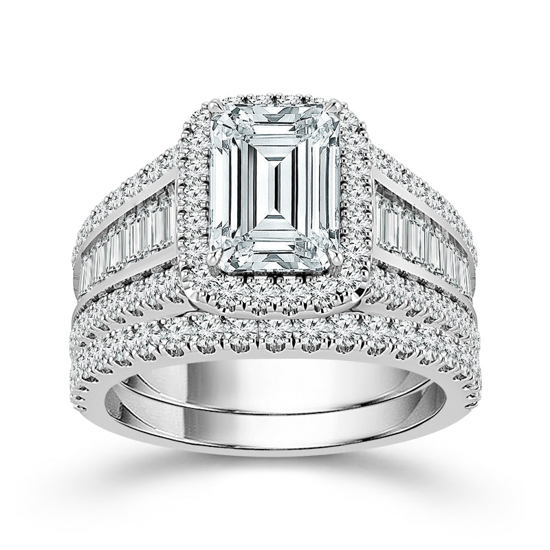 Diamond Bridal Set 2 ct tw Center EM 14k White Gold