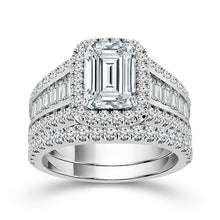 Cargar imagen en el visor de la galería, Diamond Bridal Set 2 ct tw Center EM 14k White Gold