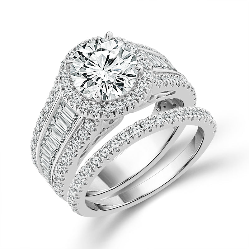 Diamond Bridal Set 2 ct tw Center RD 14k White Gold