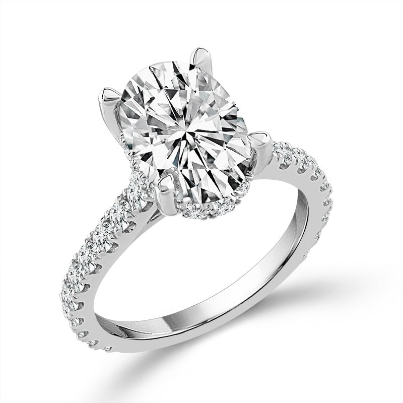 Diamond Bridal Ring 3 ct tw Center OV 14k White Gold