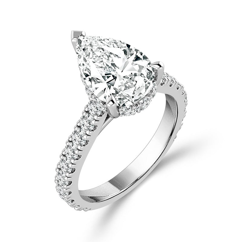 Diamond Bridal Ring 3 ct tw Center PE 14k White Gold