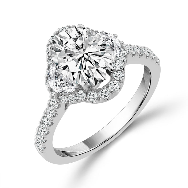 Diamond Bridal Ring 2 ct tw Center OV 14k White Gold