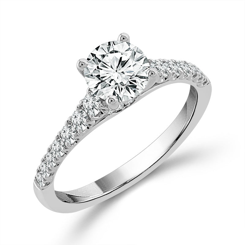 Diamond Bridal Ring 1/2 ct tw Center RD 14k White Gold