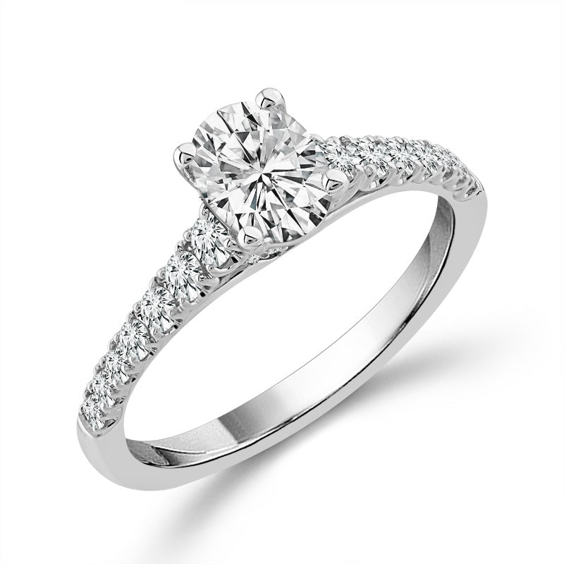 Diamond Bridal Ring 1/2 ct tw Center OV 14k White Gold