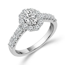 Cargar imagen en el visor de la galería, Diamond Bridal Ring 1/2 ct tw Center OV 14k White Gold