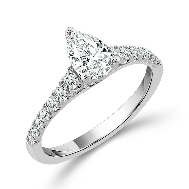 Diamond Bridal Ring 1/2 ct tw Center PE 14k White Gold